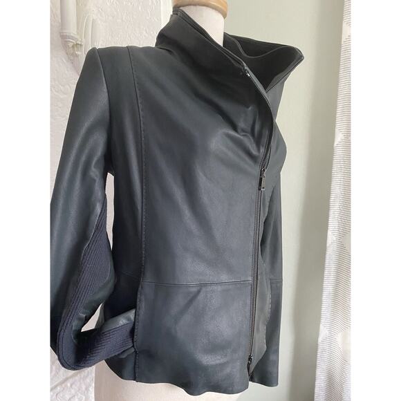 Vince Grey Leather Jacket - Picture 3 of 14